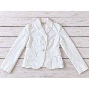 Banana Republic‎ Blazer White Cotton Stretch One Button Classic Workwear Size 2